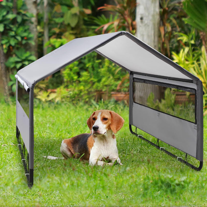 Waterproof Outdoor Dog Tent – Windowed Sunshade Cot Shelter for Comfortable Pet Rest, Camping, Backyard Lounging and Warm-Weather Adventures