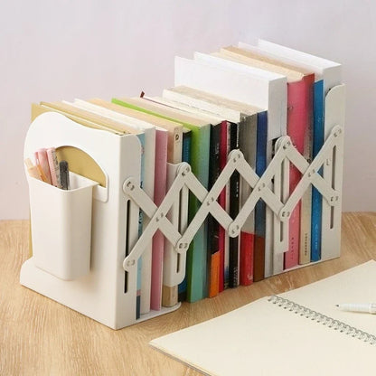 Adjustable Desktop Bookshelf – Telescopic Book Organizer with Bookends for Students, Home Office and Study Desk Storage