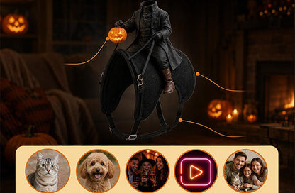 Headless Knight Pet Costume – 3D Pumpkin Lantern Halloween Outfit for Cats and Dogs, Funny Party Vest and Spooky Photo Accessory