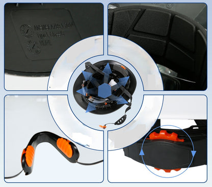 Full Brim Hard Hat with Built-In Eye Shield & Earmuffs – Vented HDPE Safety Helmet, ANSI Z89.1 Type I Class C