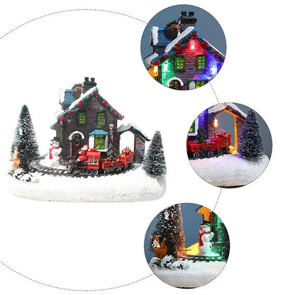 Christmas Luminous House Ornament – Winter Village Resin Desk Decoration with LED Lights, Perfect for Holiday Homes, Mantels, and Festive Displays