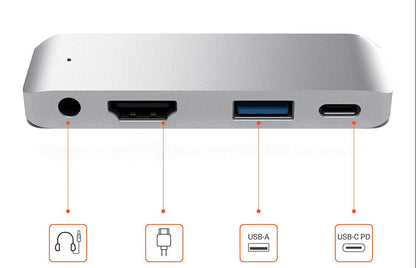 USB-C Hub Docking Station – 4-in-1 High-Definition Type-C Adapter for iPad, Phones, Computers and Game Consoles with Versatile Connectivity