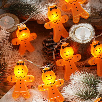 Gingerbread Man Christmas String Lights – 1.5M 10-LED Cute Holiday Garland for Trees, Bedrooms, Parties & Festive Home Décor