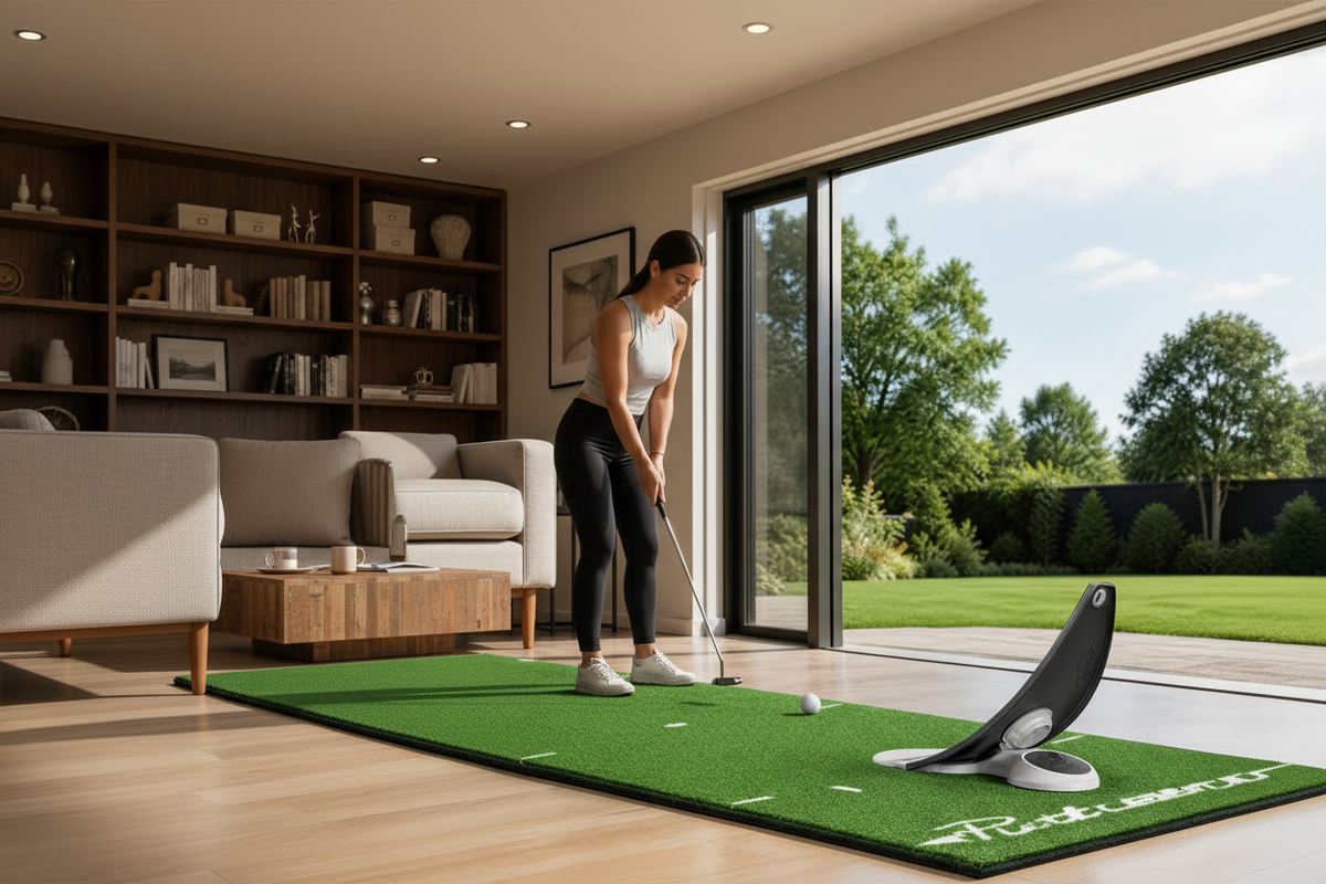 Portable Golf Putter Alignment Tool – Foldable Indoor and Outdoor Practice Holder with Triple Aim Points for Stable, Accurate Putting Training