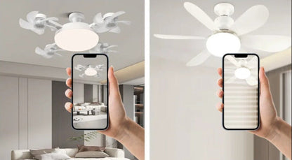 Drone-Style Ceiling Fan Light – 2-in-1 E27 LED Fan Lamp with Remote Control and Three Colors for Home, Dining and Restaurant Spaces