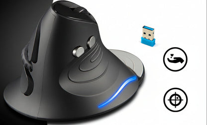 Vertical Wireless Gaming Mouse – Ergonomic 2.4GHz Optical Computer Mouse with Six Buttons and Adjustable DPI for PC and Laptop Use