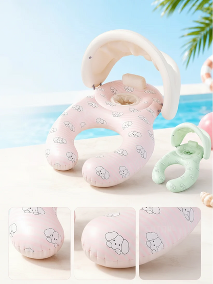Mother and Baby Swimming Ring – Double Seat Inflatable Pool Float with Shade Canopy for Family Swimming, Baby Water Play and Summer Fun