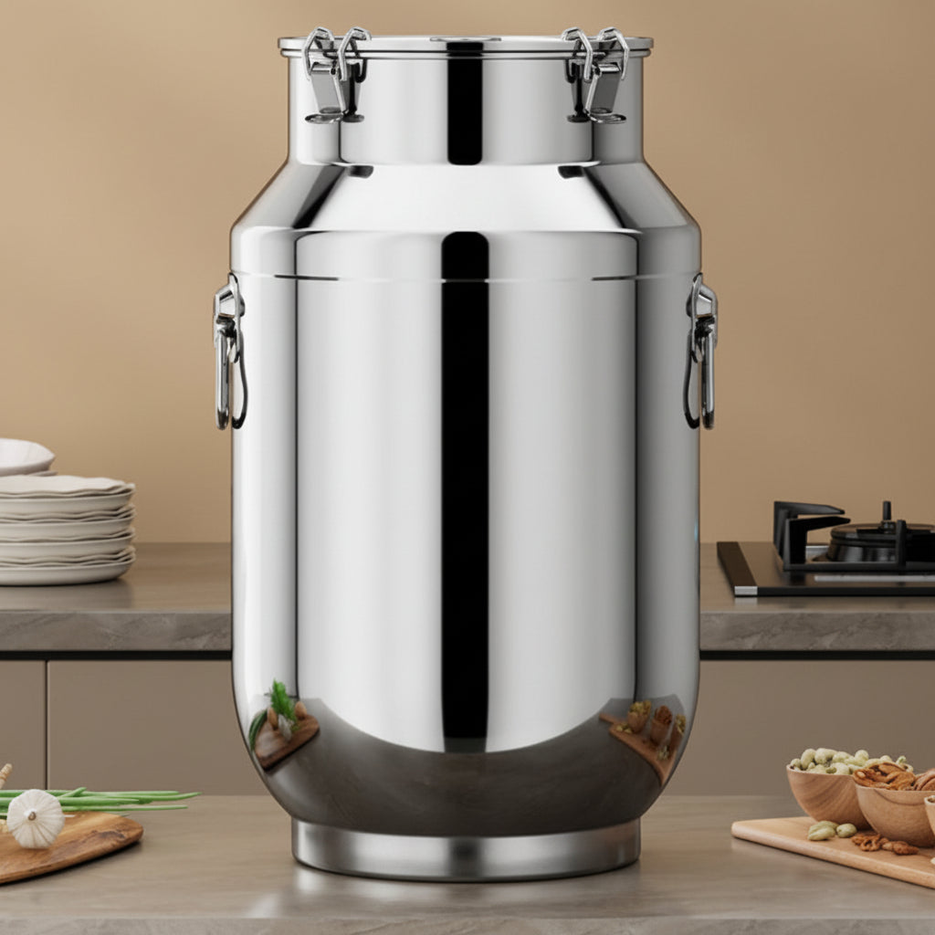 Airtight Stainless Steel Rice Canister – Large-Capacity Anti-Corrosion Food Storage Bin with Lid for Rice, Tea, Grains and Kitchen Organization