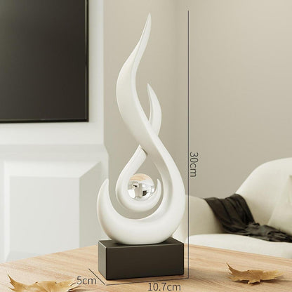 Modern Abstract Fire Resin Statue - Artistic Desk Ornament for Stylish Home Interiors, Study, or Office Decorative Placement
