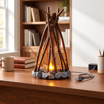 Handmade Stone Branch Night Light – Retro Ecological LED Ambient Lamp for Desktops, Bars and Counters with Artistic Natural Home Decor