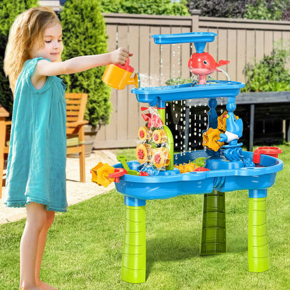 Children’s Sand & Water Play Table – Outdoor Beach Toy Set for Kids Ages 3–5, Creative DIY Fun for Boys & Girls