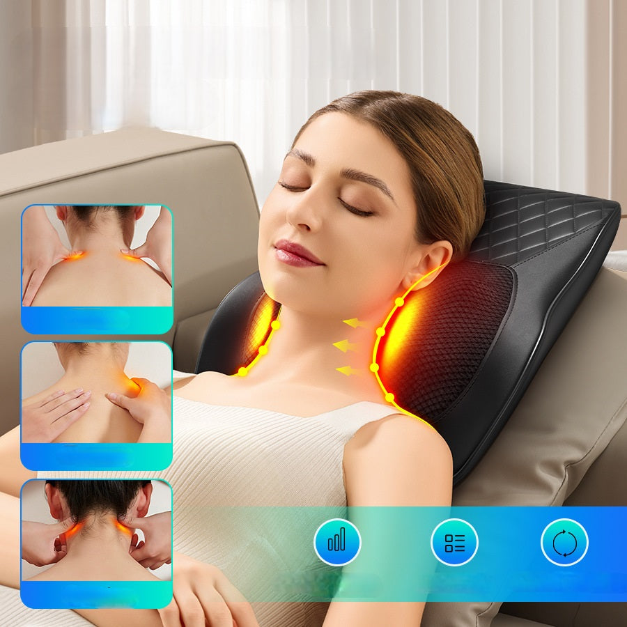 Heated Massage Pillow Cushion – Electric Full Body Massager with Remote Control for Neck, Waist, Back, and Shoulder Relief