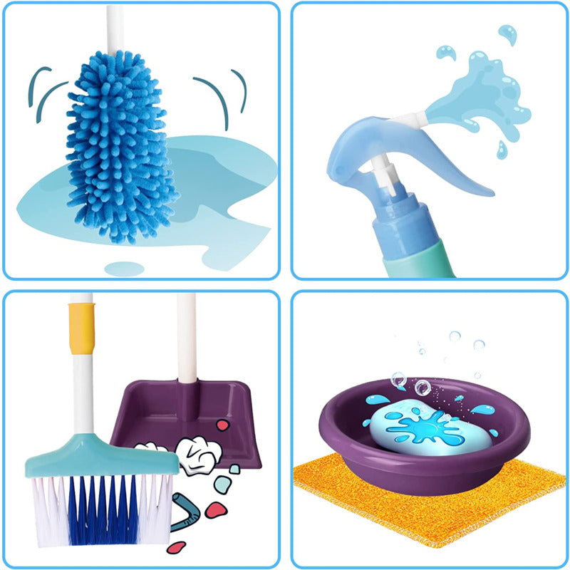 Kids Cleaning Toy Set - Pretend Play Housekeeping Kit with Sweeper and Vacuum Accessories for Learning Fun