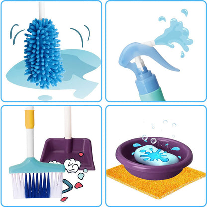 Kids Cleaning Toy Set - Pretend Play Housekeeping Kit with Sweeper and Vacuum Accessories for Learning Fun