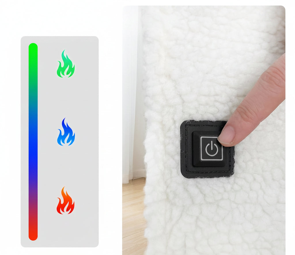 Electric Heated Sherpa Chair Pad - Adjustable Warming Cushion for Office Chairs, Sofas and Home Seating