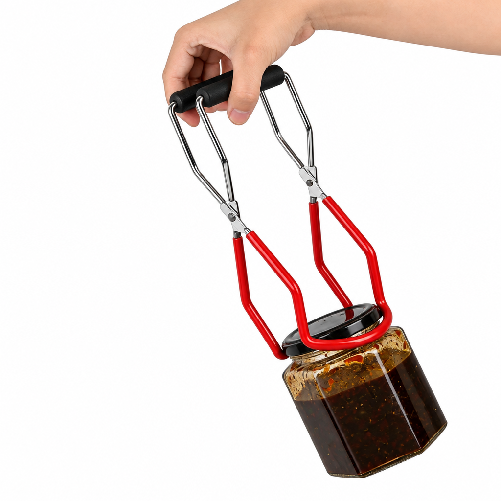 Stainless Steel Canning Jar Lifter – Grip Handle Tongs for Safely Handling Hot Mason Jars, Glass Containers and Home Preserving Projects