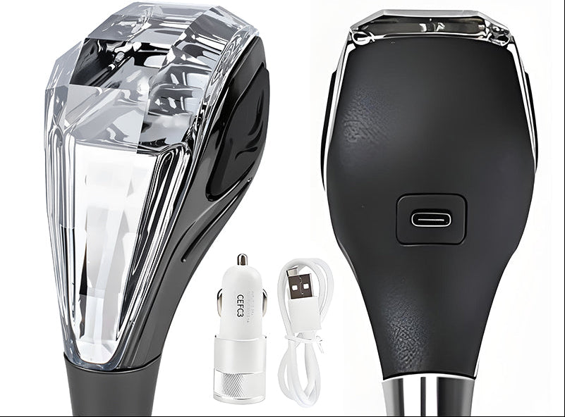 Seven-Color LED Crystal Shift Knob – Universal Illuminated Gear Shifter Handle Compatible with 8mm, 10mm and 12mm Shift Rods