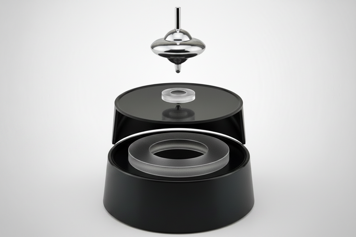 Magnetic Spinning Perpetual Motion Top – Educational Physics Desk Toy Demonstrating Inertia, Magnetism and Creative Science Concepts
