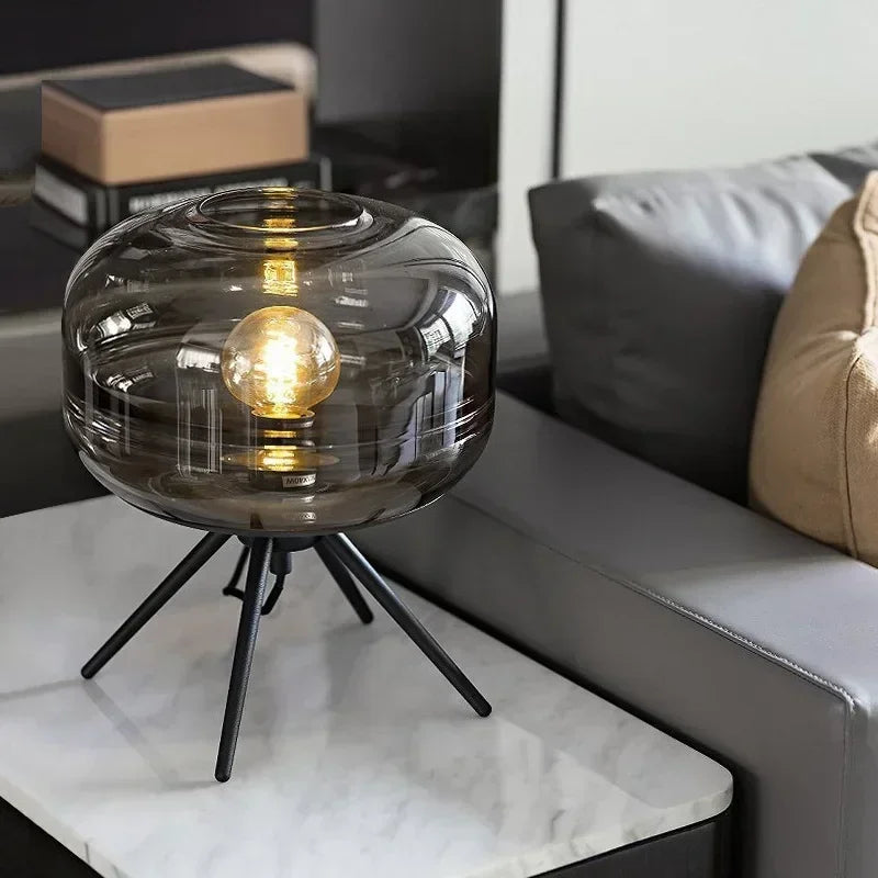 Nordic Glass LED Desk Lamp – Minimalist Designer Table Light for Bedroom, Study and Living Room with Elegant High-End Ambient Glow