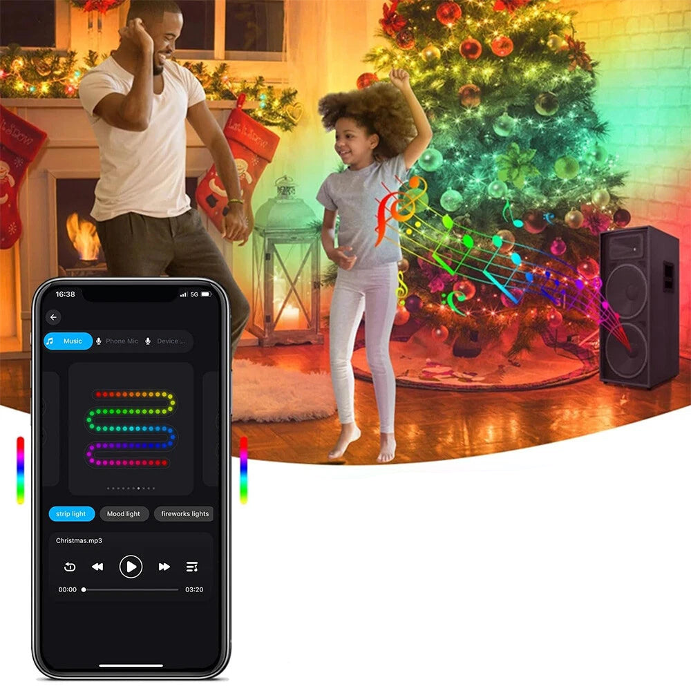 Smart Christmas Tree Lights – RGB Bluetooth LED Fairy String with App Control, Timer, Music Sync & Multicolor Effects for Holiday Décor