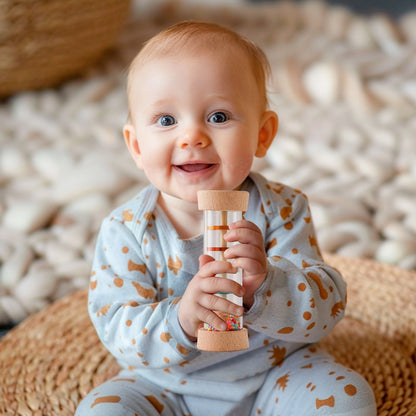 Montessori Rain Stick Toy - Rainbow Music Rattle for Sensory Development, Early Learning and Interactive Play