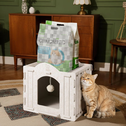 Multi-Function Detachable Cat House – Two-Storey Indoor Kitty Condo with Washable Cushioned Bed for Kittens and Multiple Small Pets