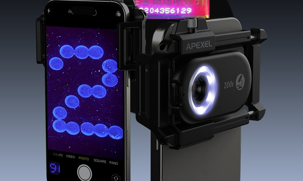 Upgraded Three-in-One Smartphone Microscope Lens Kit – 100X–200X Macro Lens with LED Light, Compatible with Most iOS & Android Phones
