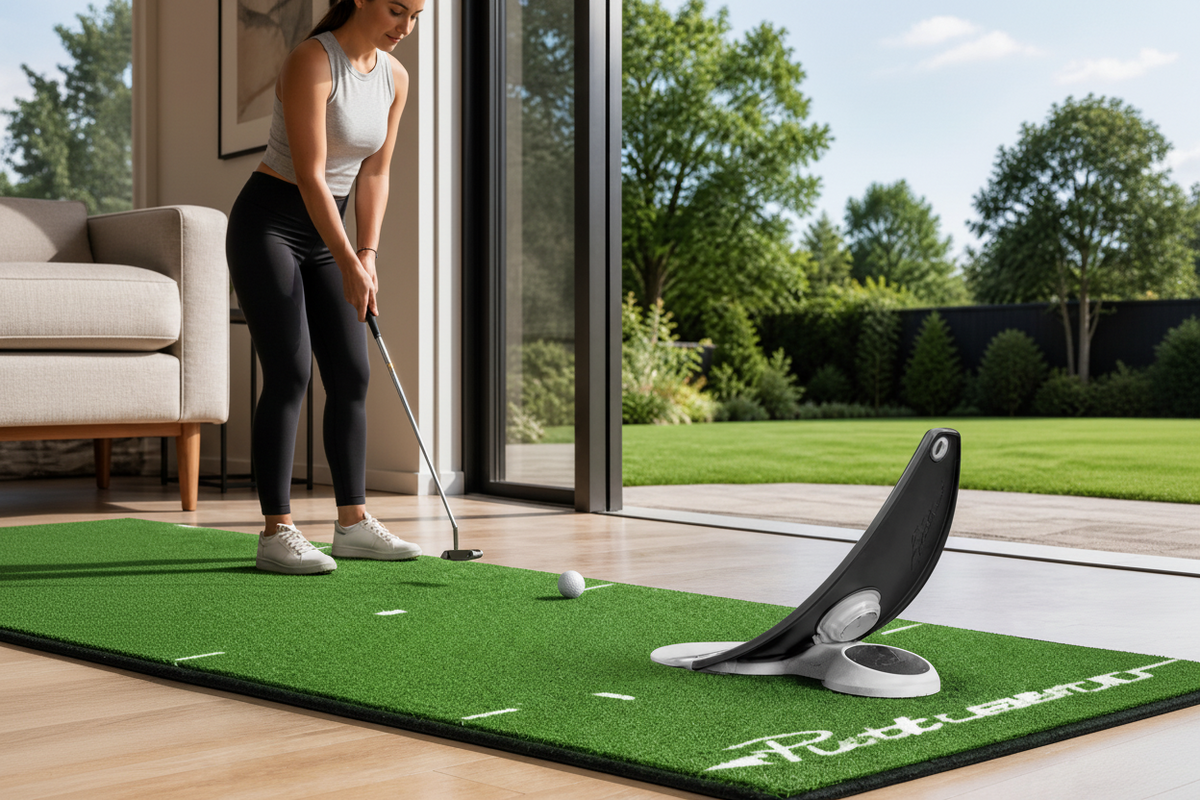 Portable Golf Putter Alignment Tool – Foldable Indoor and Outdoor Practice Holder with Triple Aim Points for Stable, Accurate Putting Training