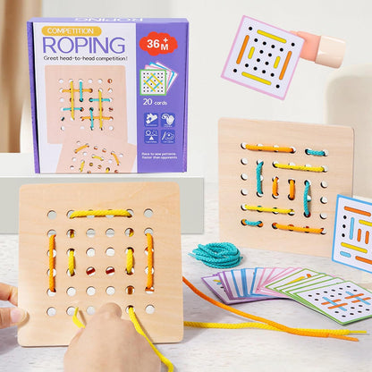 Double Battle Rope Threading Game – Pattern-Matching Educational Toy for Kids with Hand-Eye Coordination, Fine Motor Practice and Competitive Play