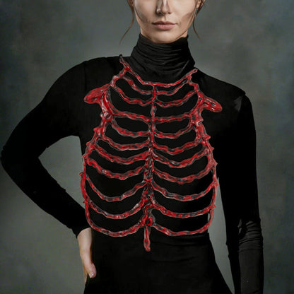 Halloween Skeleton Chest Prop – Hollow Skull and Breastbone Frame Costume Accessory for Cosplay, Haunted Parties, Performances and Spooky Holiday Decor