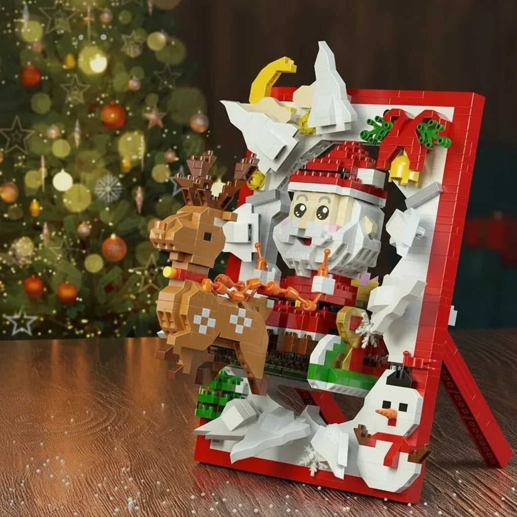 Pink Christmas Tree Building Blocks Set – DIY Snow House Brick Assembly Toy for Kids, Desktop Decoration & Holiday Creative Gifts