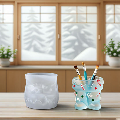 Christmas Silicone Epoxy Mold Set – DIY Candle Cup, Flower Pot & Gypsum Holder Moulds for Home Aromatherapy & Holiday Craft Making