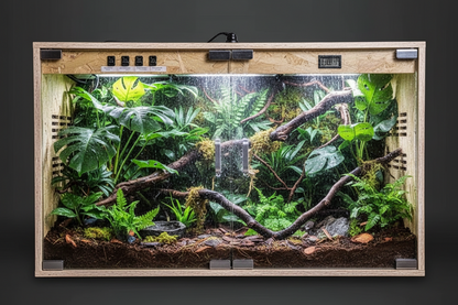 Reptile Terrarium with Rain System – Glass Heated Vivarium and Climbing Enclosure for Chameleons, Lizards, Sugar Gliders and Exotic Pets