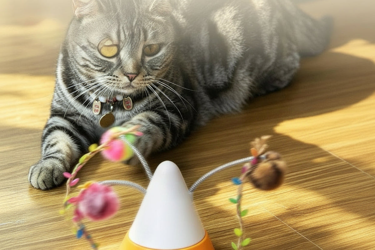 Interactive Cat Toy – 360° Rotating Laser and Simulated Meow Sound with Multiple Play Modes for Exercise, Stimulation and Indoor Entertainment
