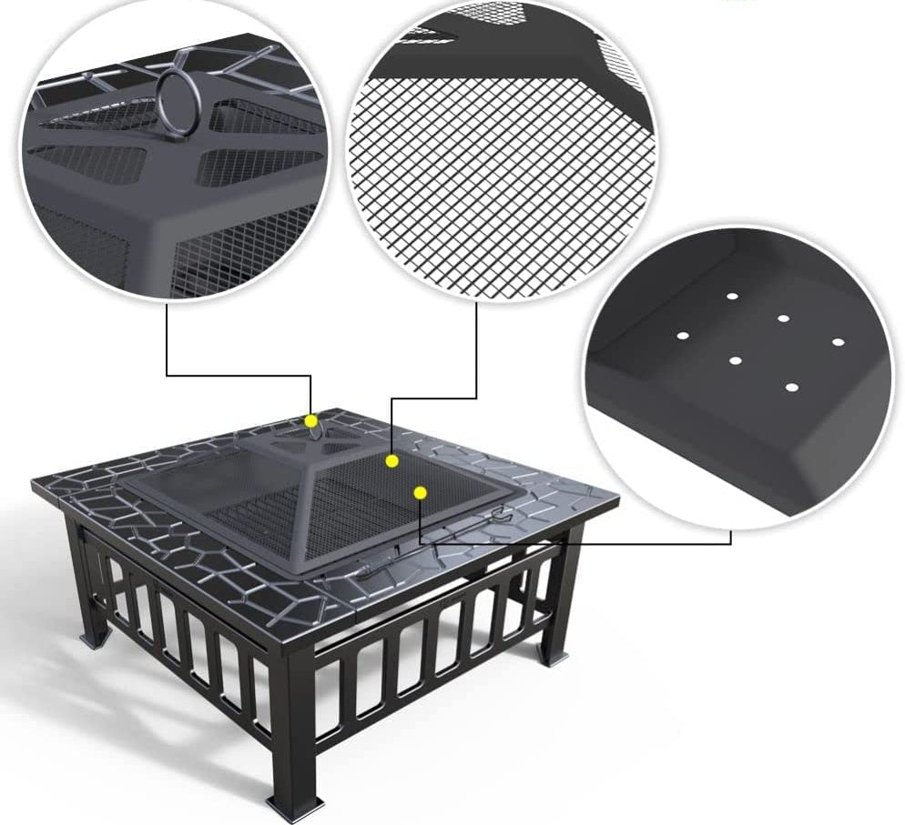 Complete Outdoor BBQ Grill Set – Courtyard Barbecue Grill, Heating Table and Cooking Rack for Family Gatherings, Parties and Backyard Entertaining