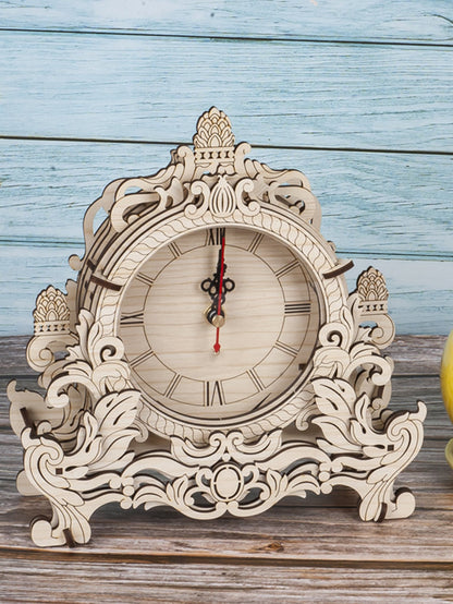 DIY Wooden Clock Puzzle Model Kit – 3D DIY Desktop Architectural Building Blocks with Functional Clock for Home Decor and Gifts