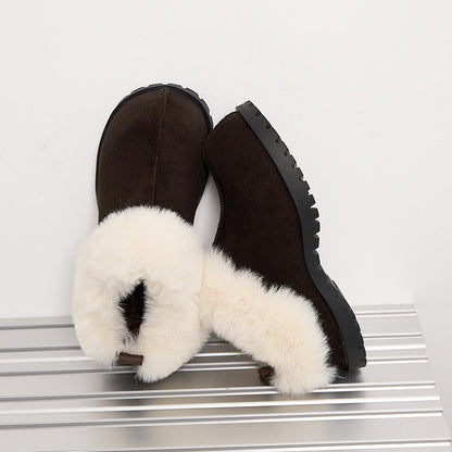 Women's Plush Platform Slippers – 2026 Autumn Winter Flannel Closed Toe Shoes with Warm Lining, Non Slip Sole and Retro Style