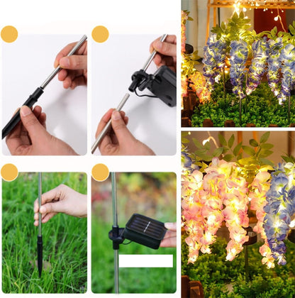 Solar Garden Flower Lights – 4 Branch Waterproof Outdoor LED Decoration for Patio, Yard & Pathway