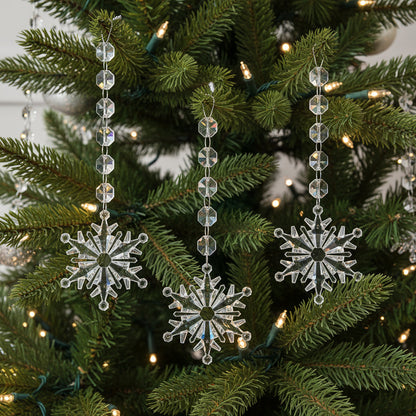 Acrylic Snowflake & Icicle Christmas Ornaments – Crystal Hanging Decorations for Holiday Trees, Winter Parties, Festive Home Décor