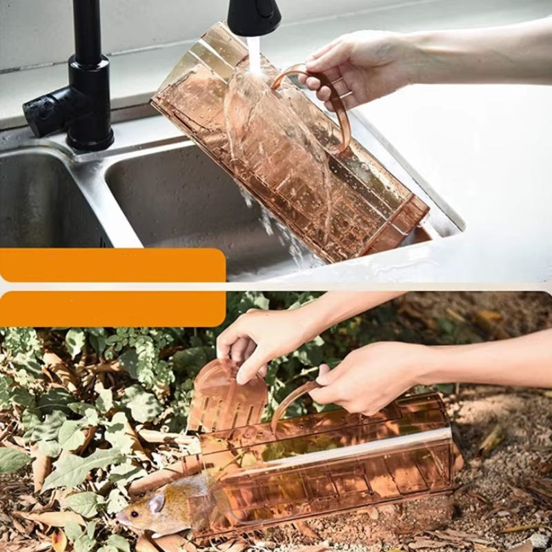 Reusable Humane Mouse Trap – Transparent Self-Locking Mousetrap for Indoor and Outdoor Rodent Control
