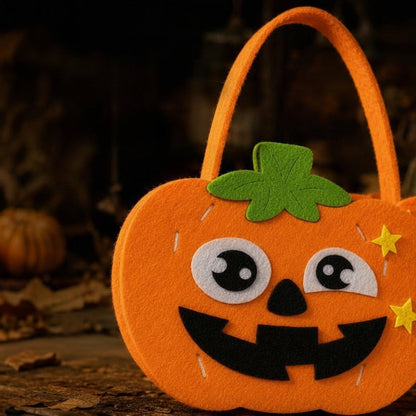 Halloween Pumpkin Candy Bag Kit – DIY Felt Treat Tote Craft Set for Kids, Kindergarten Activities, Party Favors and Handmade Holiday Fun