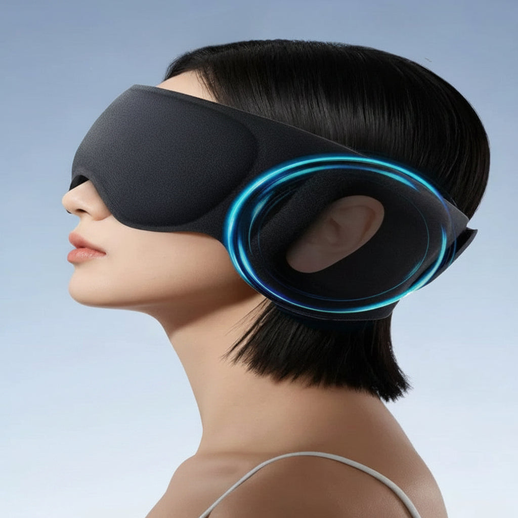 Weighted Blackout Sleep Mask – 3D Gravity Eye Cover with Ear Coverage for Side Sleepers, Travel, Relaxation and Comfortable Nighttime Rest