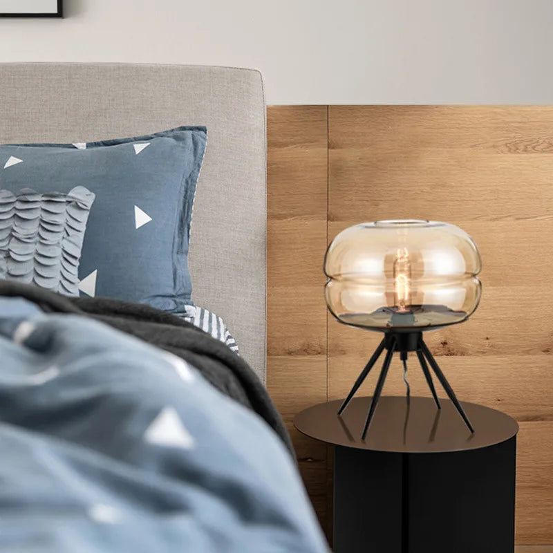 Nordic Glass LED Desk Lamp – Minimalist Designer Table Light for Bedroom, Study and Living Room with Elegant High-End Ambient Glow