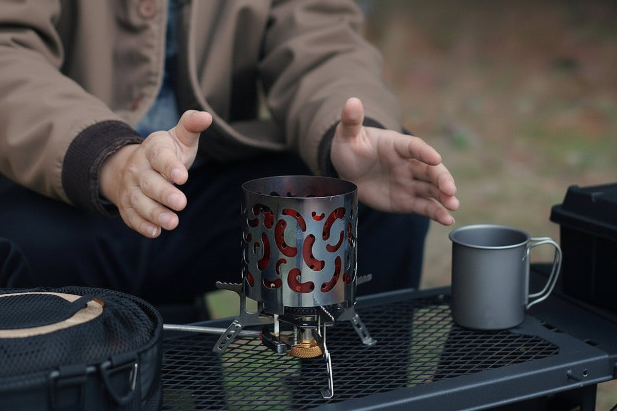 Outdoor Mini Camping Heater Hood – Stainless Steel Multifunctional Burner Cover for Warmth and Efficient Cooking