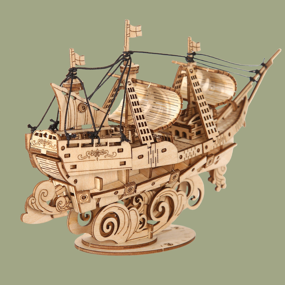 Adult DIY Wooden Boat Puzzle – Handmade 3D Assembly Craft Model Kit for Home Decor and Creative Gifting