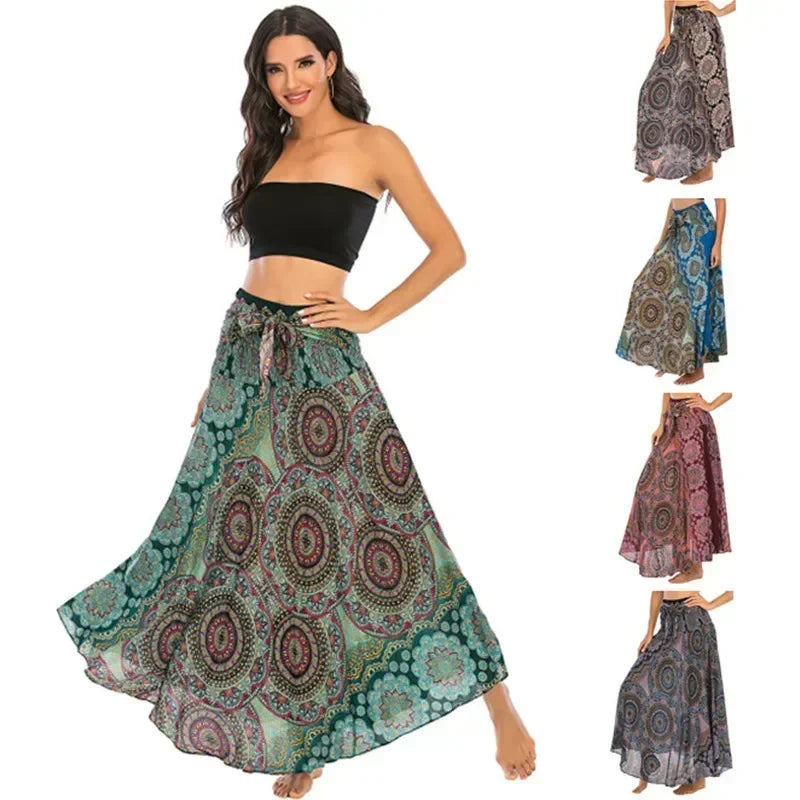 Women’s Boho Maxi Skirt – Loose Vintage Y2K Long Skirt for Summer, Casual Streetwear, Vacation Outfits and Effortless Everyday Styling