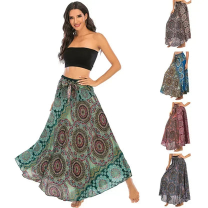 Women’s Boho Maxi Skirt – Loose Vintage Y2K Long Skirt for Summer, Casual Streetwear, Vacation Outfits and Effortless Everyday Styling
