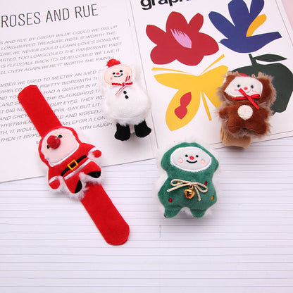 Christmas Plush Clap Bracelet Set – Cute Elk & Snowman Slap Wrist Bands for Kids, Holiday Gifts, Games & New Year Decorations