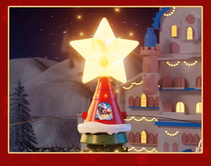 Rotating Christmas Tree Top Hat Ornament – Musical LED Santa Sled Topper with Type-C Power, Perfect 2026 Holiday Decoration for Kids & Adults