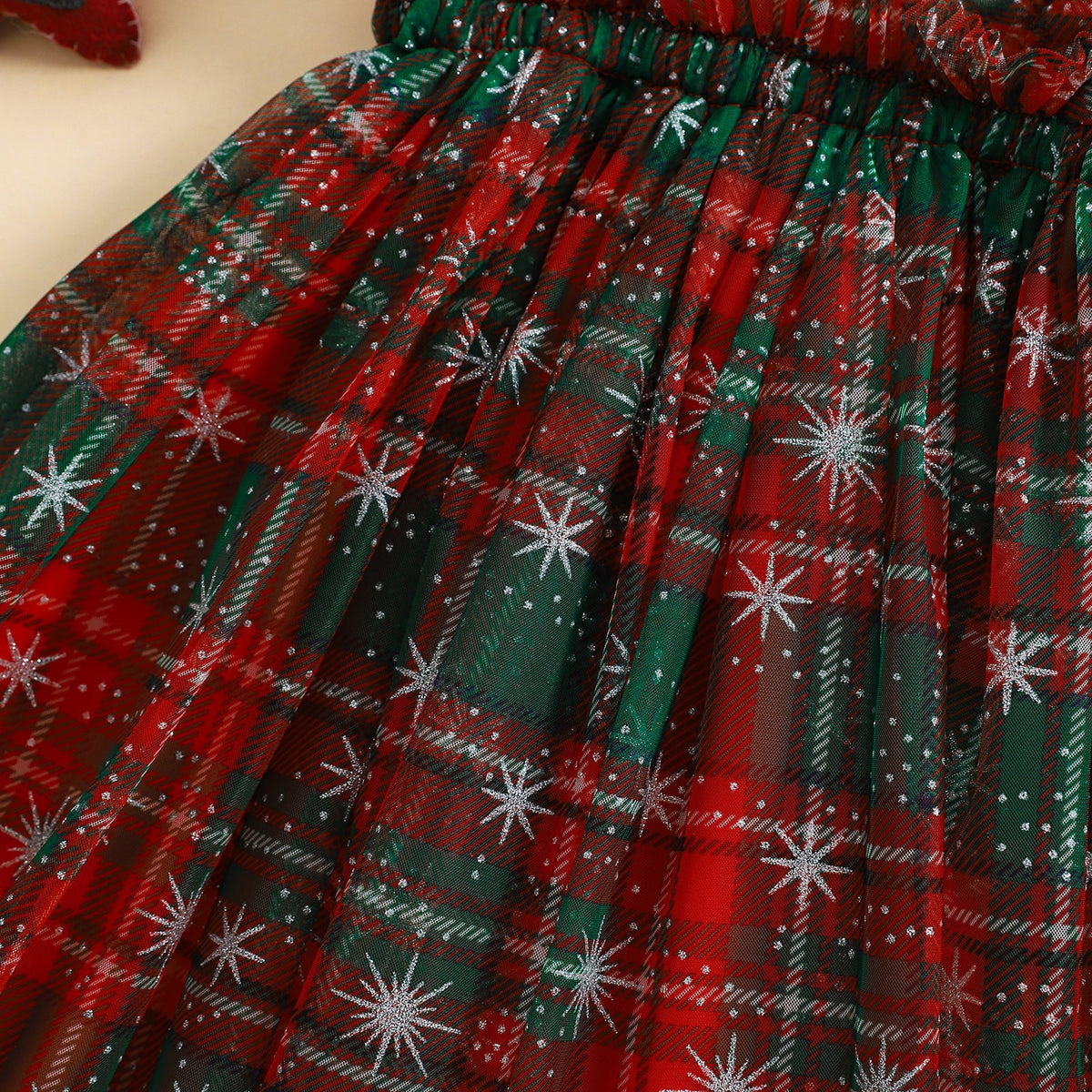 Girls’ Princess Mesh Tulle Dress–Sleeveless Candy Cane or Plaid Print Christmas Outfit for Toddlers, Infants & Holiday Parties